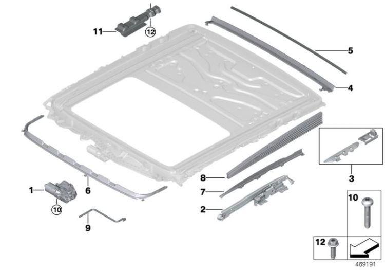 Single parts for sliding lifting roof ->900315