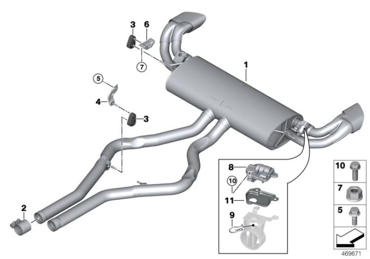 18308623119 Rear silencer with exhaust flap Exhaust system Exhaust system rear BMW Z4 Roadster E85 F16 >469671<, Silenciador adicion. c chapaleta escape