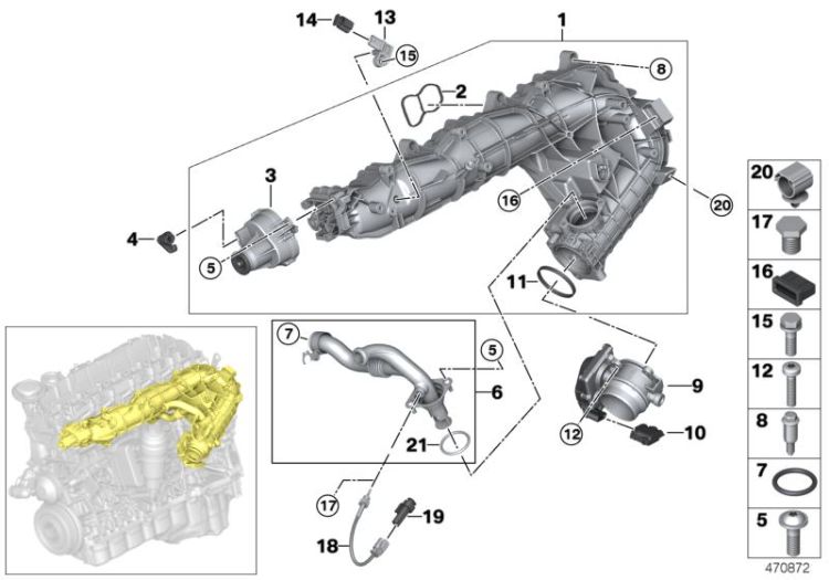 Intake manifold AGR with flap control ->50142114102