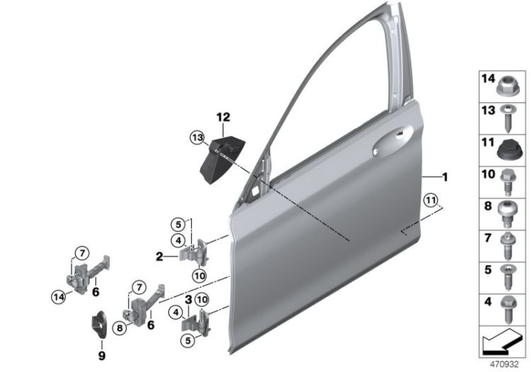 Front door-hinge/door brake ->52148411977