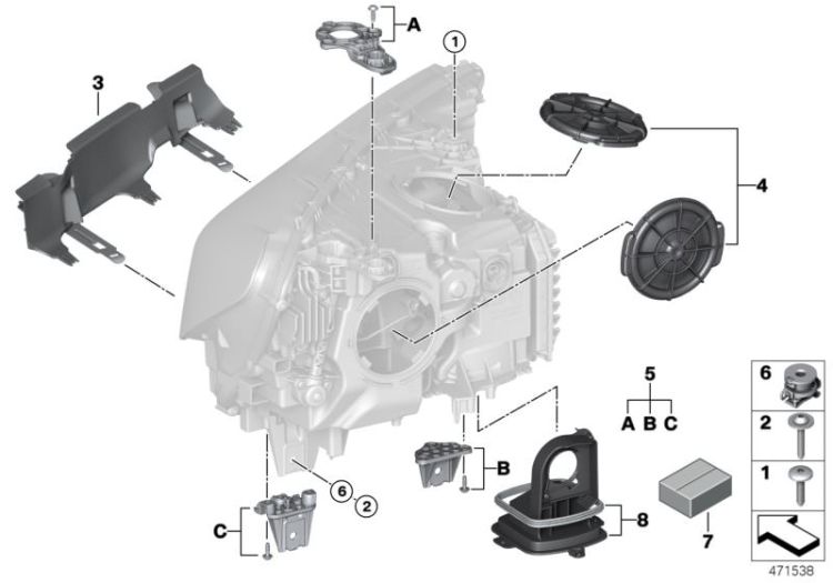 Single components for headlight ->57459631722