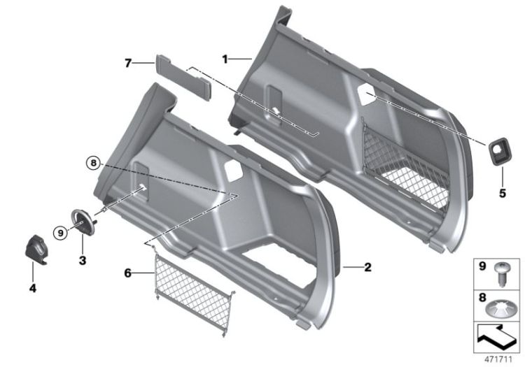 Trunk trim panel, right ->57445512929