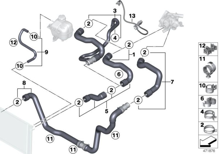 Cooling System Water Hoses ->50619170393