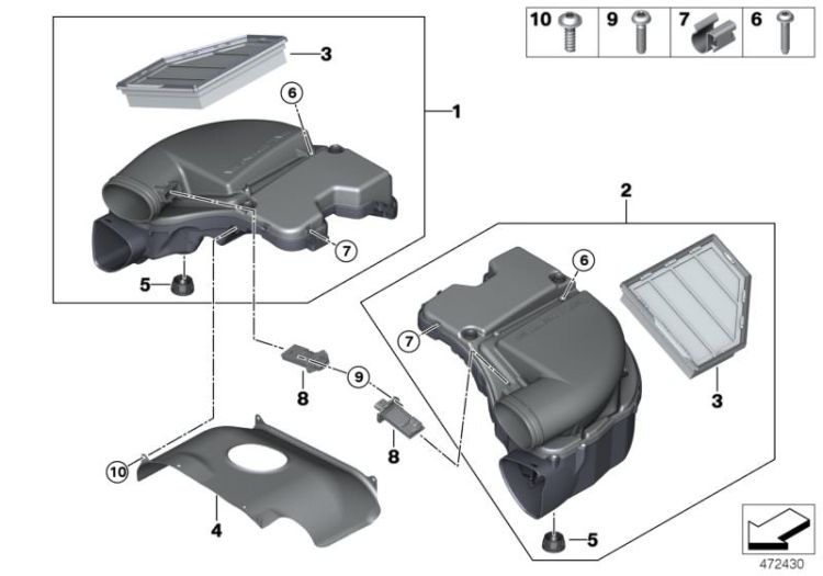 Intake silencer/Filter cartridge/HFM ->1124751