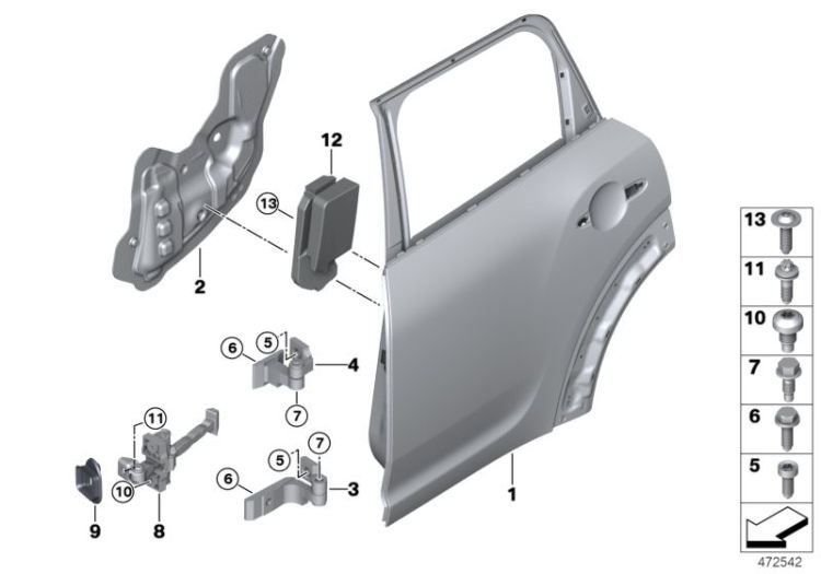 Porte arrière - charnière/arrêt de porte ->53621412165