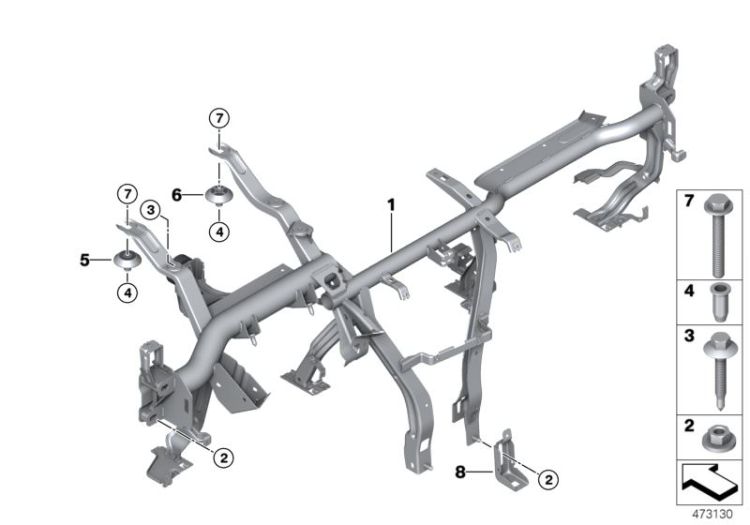 Träger Instrumententafel, Nummer 01 in der Abbildung