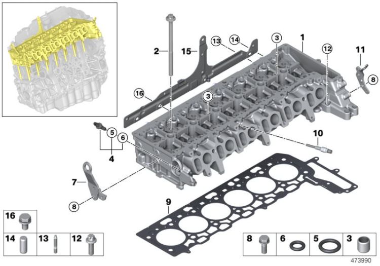 11128593208 Cylinder head gasket Engine Cylinder head BMW X1 E84 G11 7er  G30 5er  >473990<, Guarnizione testata