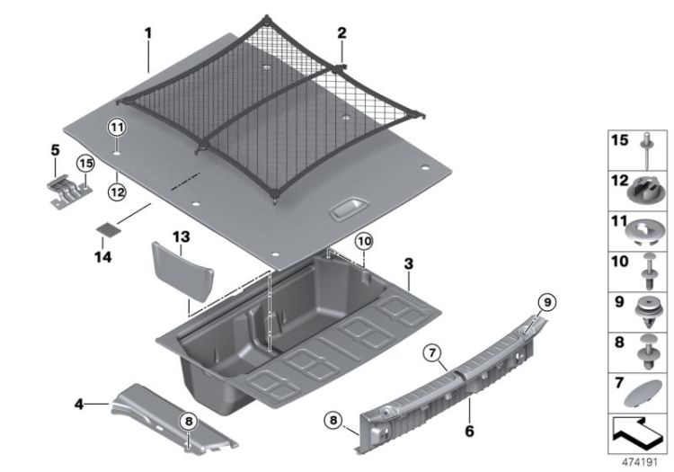 Ecran de rebord de coffre a bagages, numéro 06 dans l'illustration