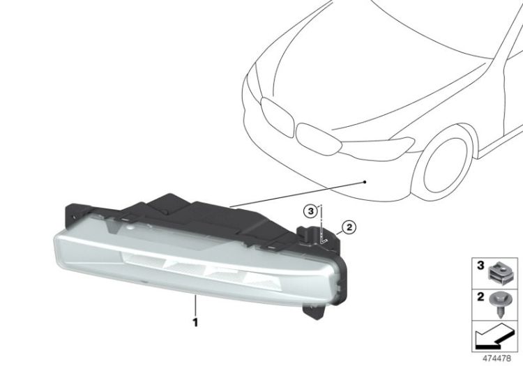 63177349131 Fog light LED left Lighting Fog lights BMW 7er E65 G30 5er  6er  >474478<, Faro fendinebbia LED lato sinistro