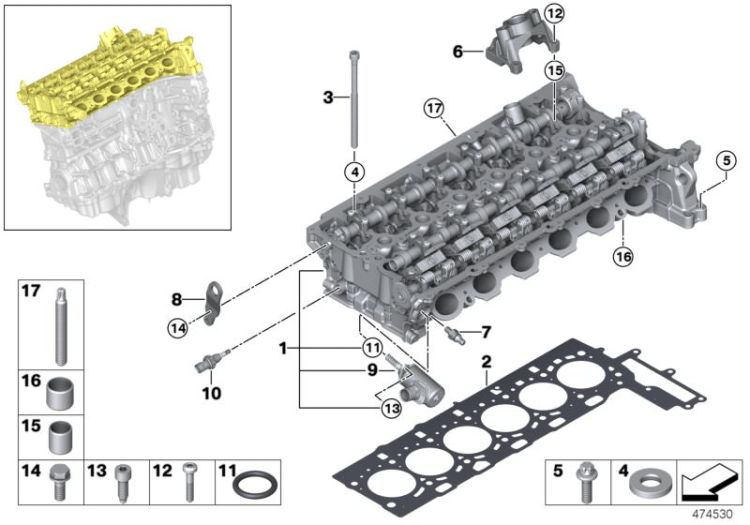 Cylinder head/Mounting parts ->57313116448