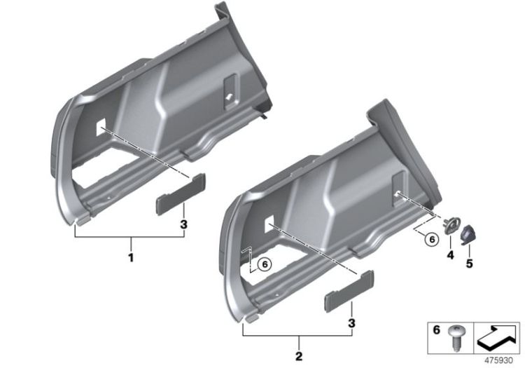 Trunk trim, left ->57445512928