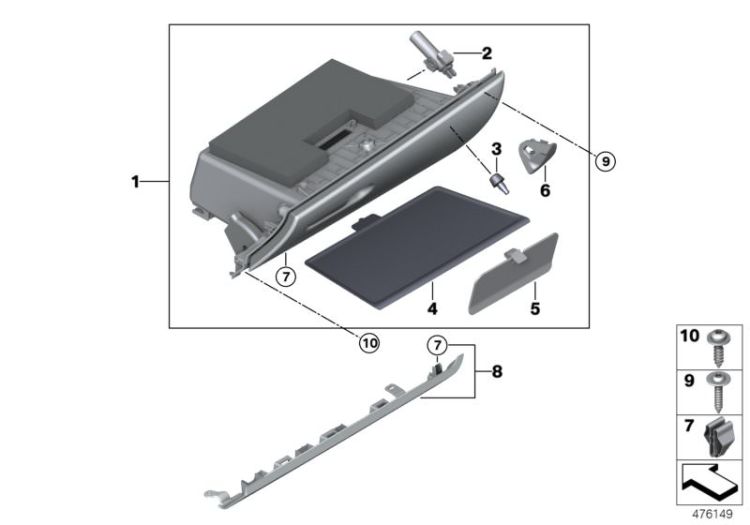 51169332765 GLOVE BOX Vehicle trim Instrument carrier  mounting parts Mini Paceman Paceman  Countryman  >476149<, Guantera