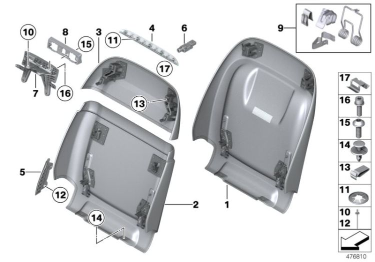 Set, front, backrest trims ->53598523608