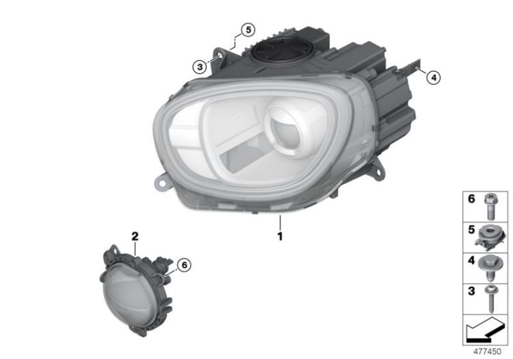 Projecteur gauche, numéro 01 dans l'illustration