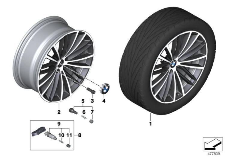 BMW LA wheel V-spoke 635 - 19 ->903615