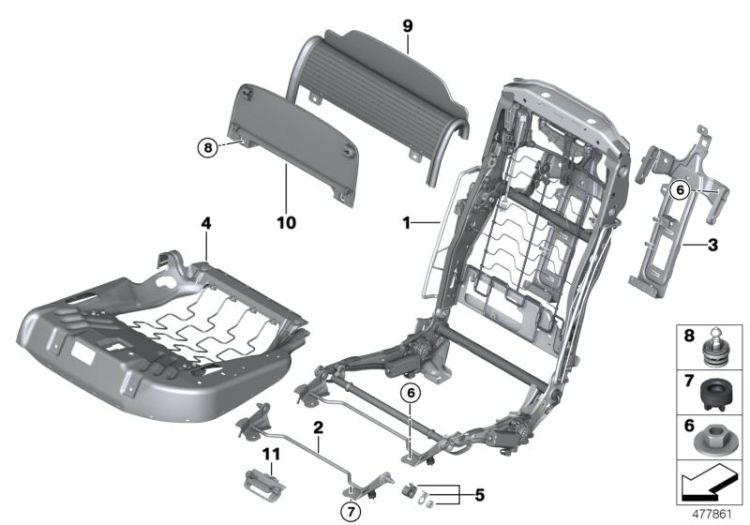 Seat, rear, seat frame, comfort seat ->57459524185