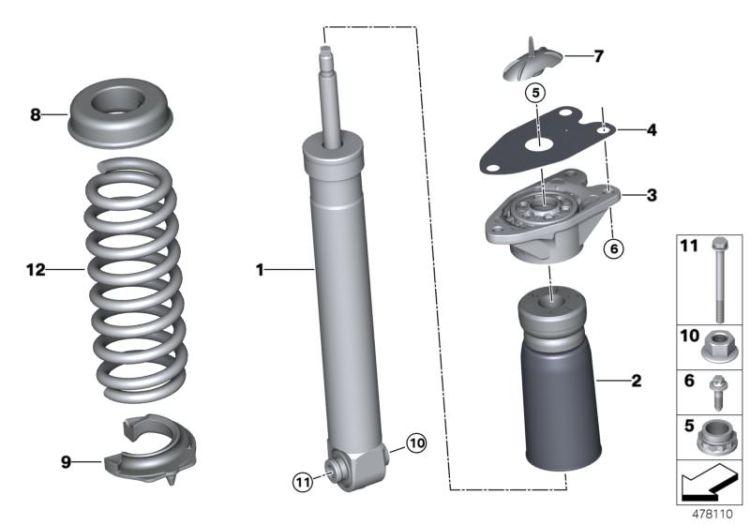 Shock absorber, rear ->56447331821