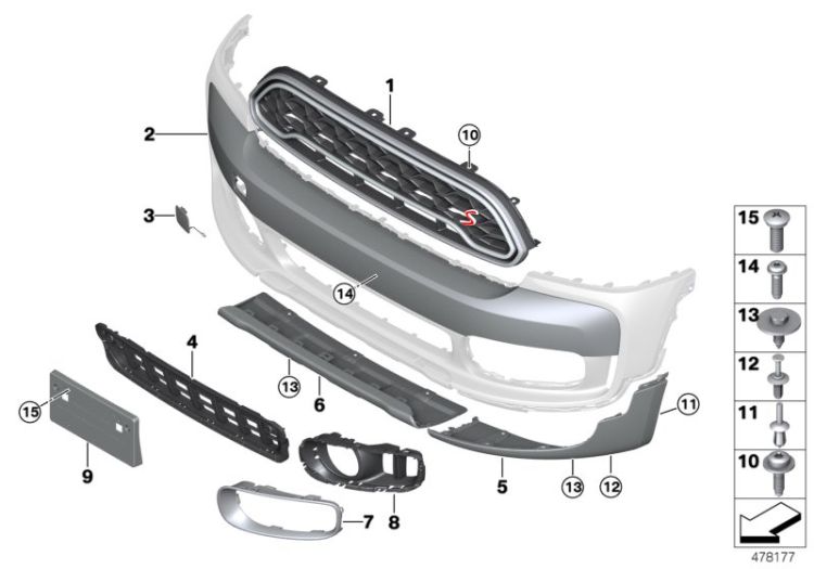 51117479128 Trim ring for front light primed right Vehicle trim Bumper front Mini Paceman Paceman  Countryman  >478177<, An.dec.luce frontale con str.di fondo dx