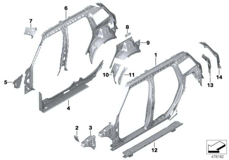 Body-side frame-parts ->53621412161
