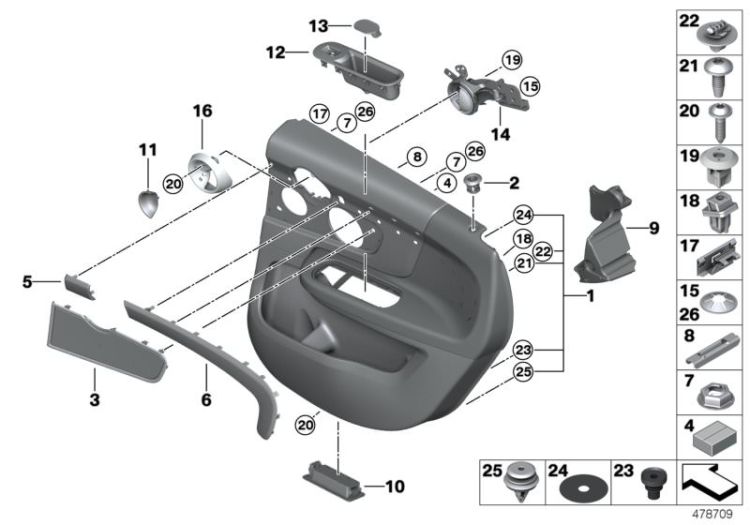 Door trim, rear ->53281631309