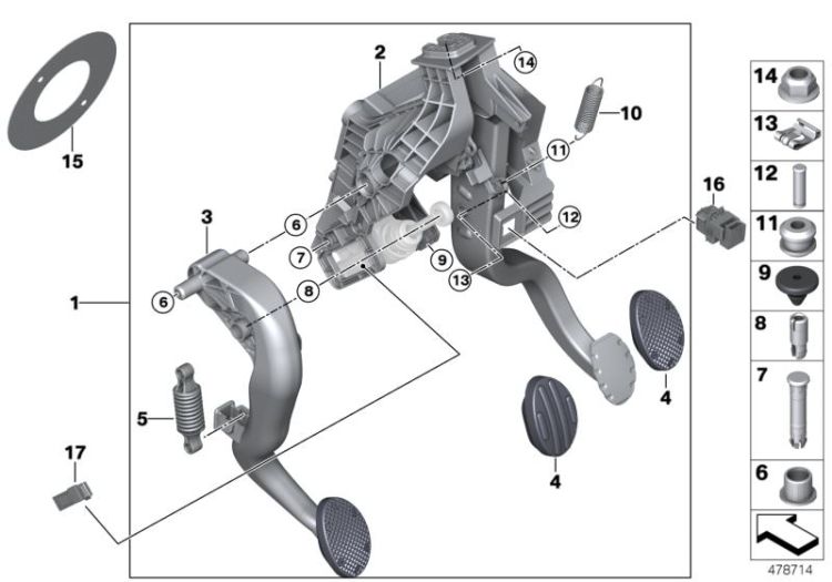 Mecanismo de pedales cambio manual ->53621350371