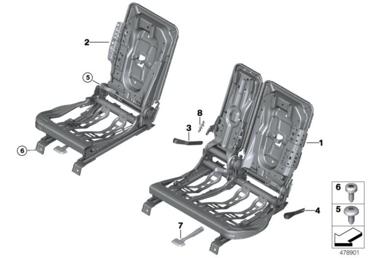 Seat, rear, seat frame, comfort seat ->58630524262