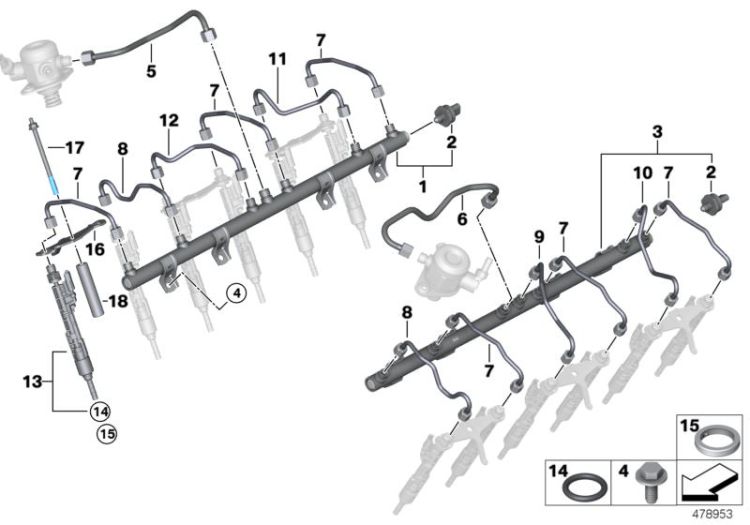 High-pressure rail/injector/line ->53598131465