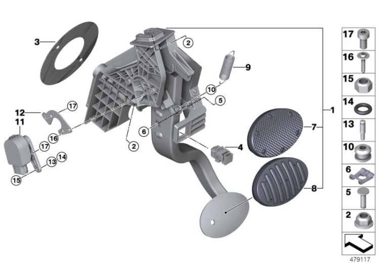 Pedal assembly, automatic transmission ->55018350384