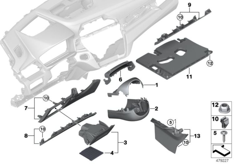 Mounting parts, instrument panel, bottom ->56667512316