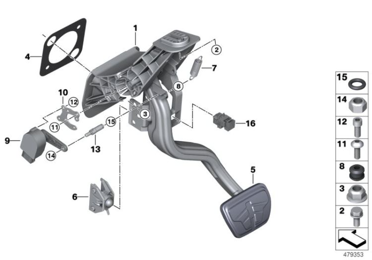 Pedal assembly, automatic transmission ->57459342374