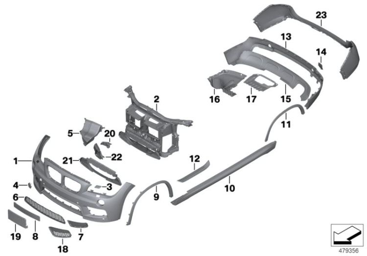 51648038058 FRONT PANEL Retrofitting  conversion  accessories Exterior contents BMW X1 X1  51648050714 E84 >479356<, Parete anteriore