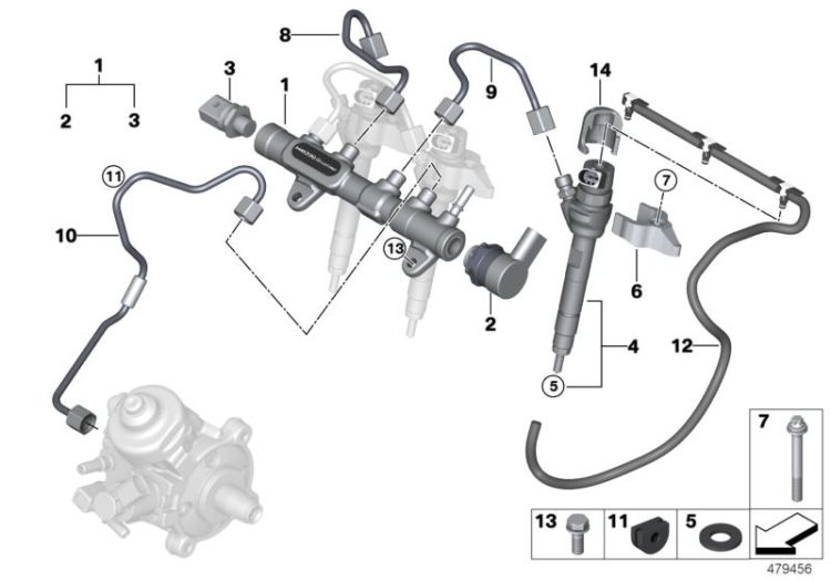 High pressure accumulator/injector/line ->