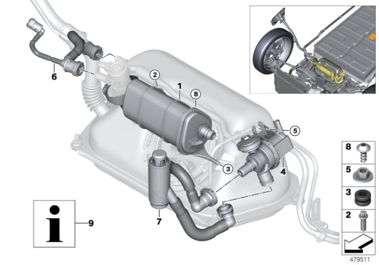 16137303951 Vent pipe Fuel Supply Vent Mini 3 Türer ONE/Cooper  BMW i3  >479511<, Tubería de ventilación