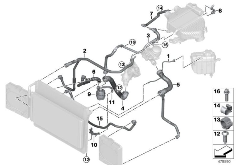 Cooling system coolant hoses ->59851171256