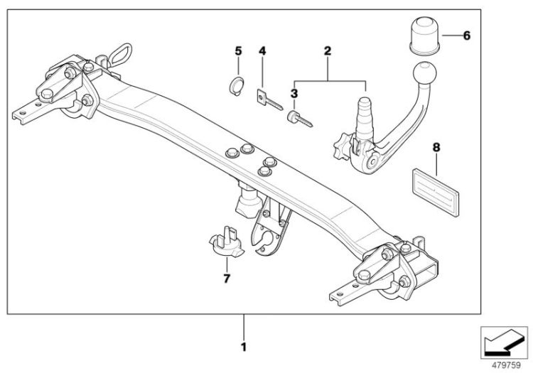 Towing hitch, detachable ->47416710111