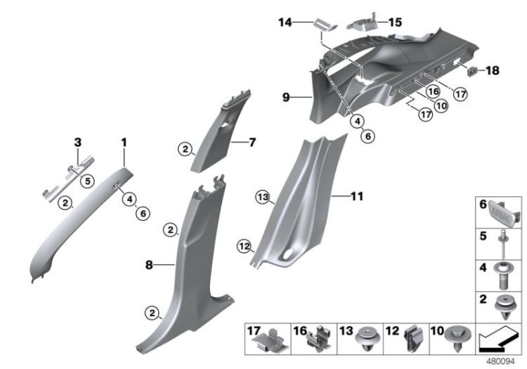 Trim panel A- / B- / C- / D-Column ->57445512916