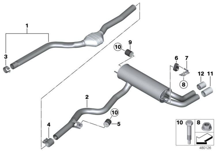 Exhaust system, rear ->58142181152