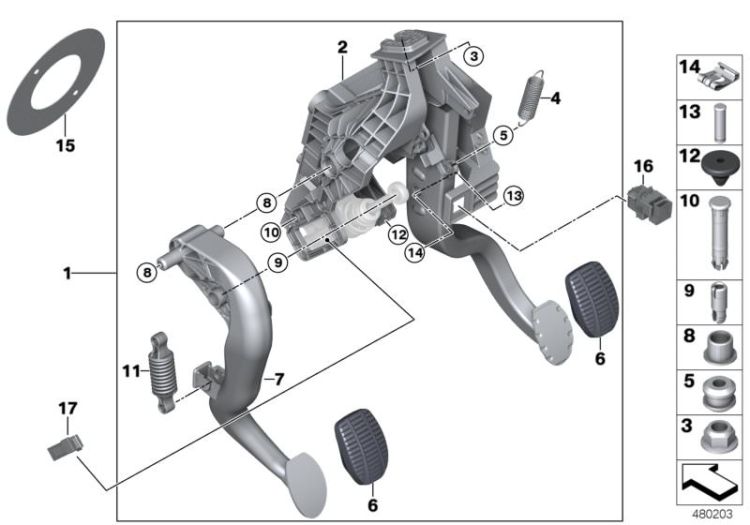 Mecanismo de pedales cambio manual ->58774210260