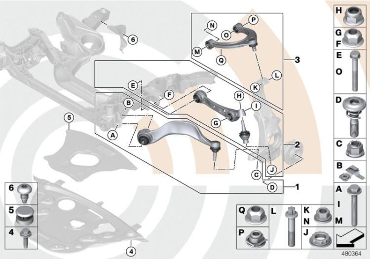 Repair kit, trailing links and wishbones ->52549311377