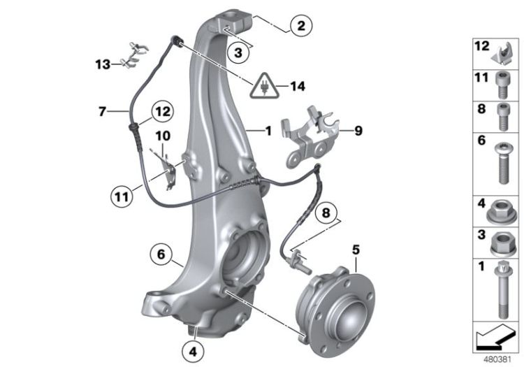 Carrier / wheel bearing, front ->52148310825