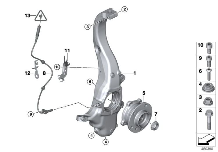 Carrier / wheel bearing, front ->57046311174