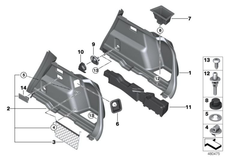 Trunk trim panel, right ->56667512849