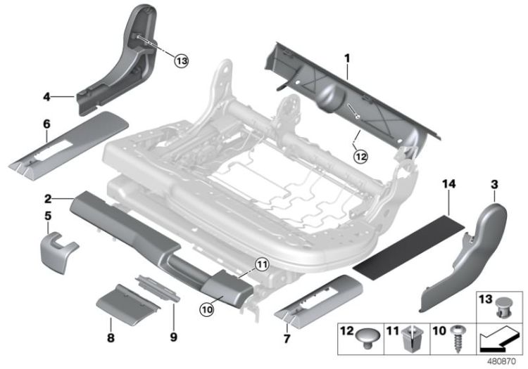 52207353105 Trim cross member rear right Seats Rear seat BMW X6 E71 X5  >480870<, Moldura travesaño tras. der.