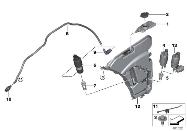 Reservoir,windscr./headlight washer sys. ->47750611673