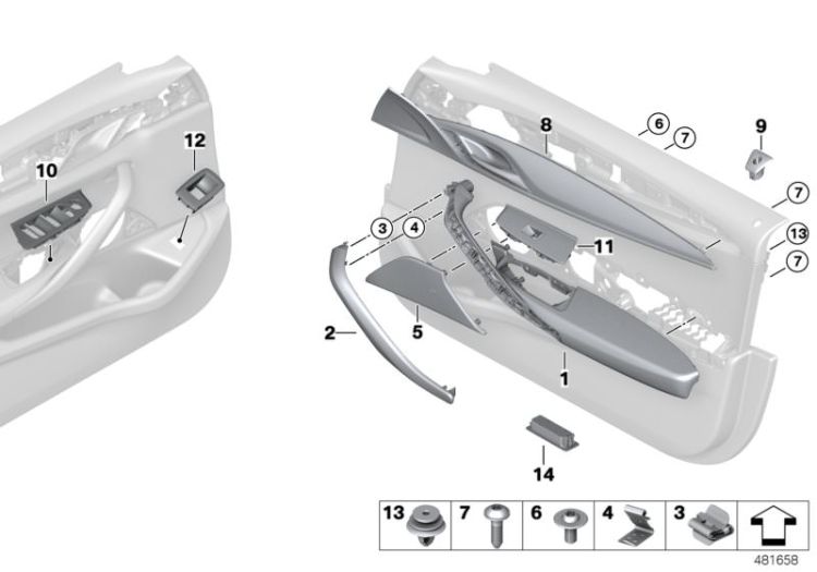 Mounting parts, door trim panel, front ->58523515555