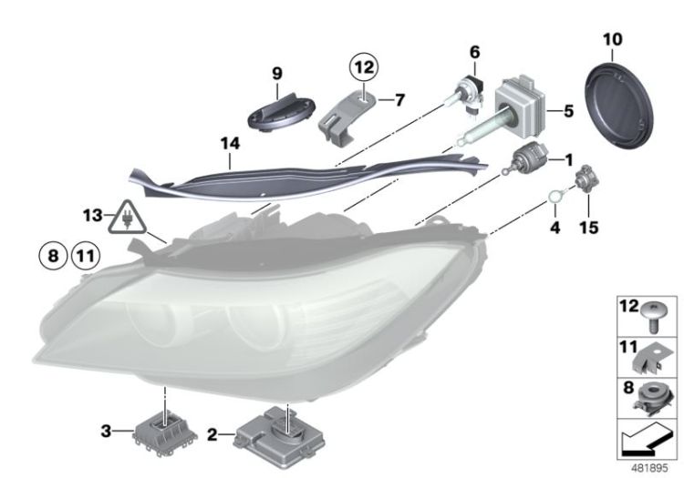 Single components for headlight ->49557630961