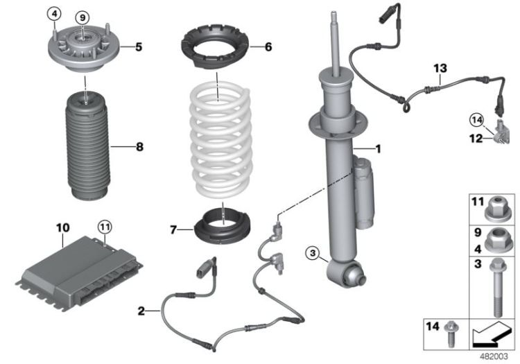 Spring strut rear var.damp.ctr./ctr.unit ->52148331538