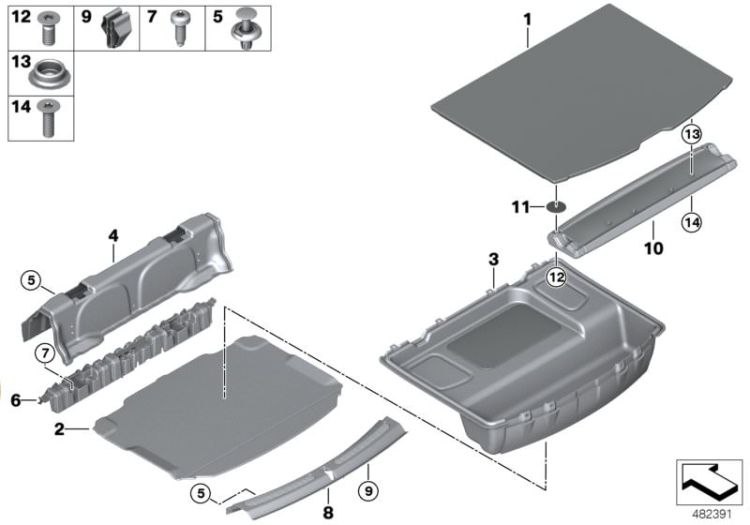 Trim panel, trunk floor ->58792515333