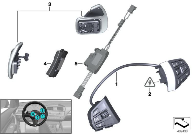 Switch and electronics, steering wheel ->52632612702