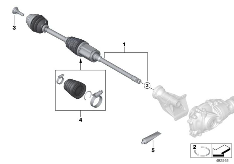 Output shaft front right / all-wheel ->60026311498